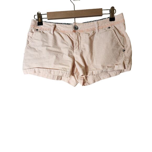 VOLCOM Women's Orange Pin Stripe Short Shorts SZ 5 - Picture 1 of 6
